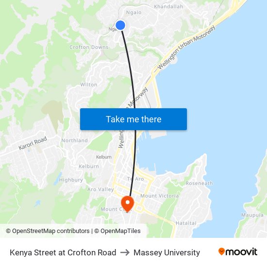 Kenya Street at Crofton Road to Massey University map