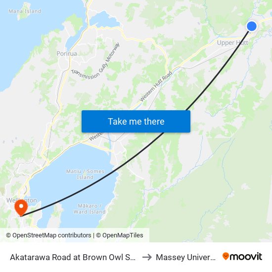 Akatarawa Road at Brown Owl Shops to Massey University map