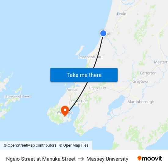 Ngaio Street at Manuka Street to Massey University map