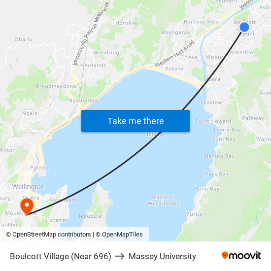 Boulcott Village (Near 696) to Massey University map