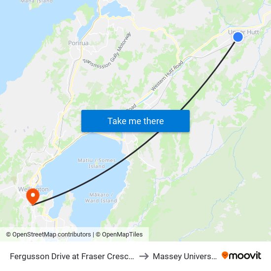 Fergusson Drive at Fraser Crescent to Massey University map