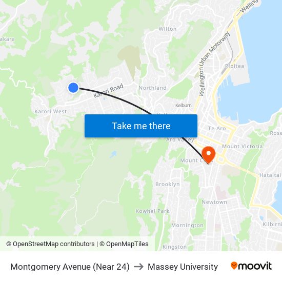 Montgomery Avenue (Near 24) to Massey University map