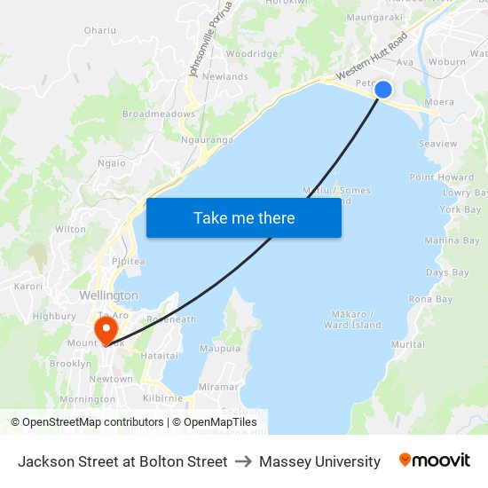 Jackson Street at Bolton Street to Massey University map