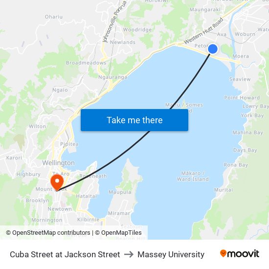 Cuba Street at Jackson Street to Massey University map