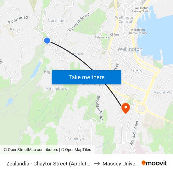 Zealandia - Chaytor Street (Appleton Park) to Massey University map