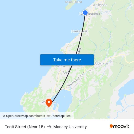 Teoti Street (Near 15) to Massey University map