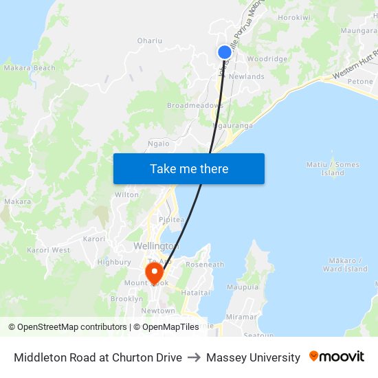 Middleton Road at Churton Drive to Massey University map