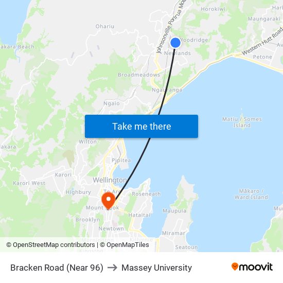 Bracken Road (Near 96) to Massey University map