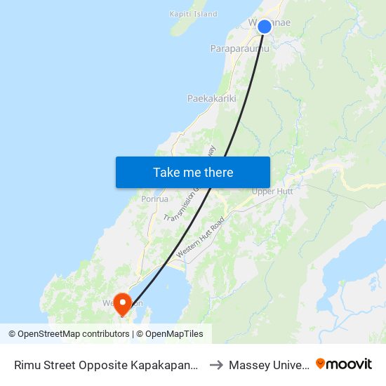 Rimu Street Opposite Kapakapanui School to Massey University map