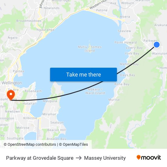 Parkway at Grovedale Square to Massey University map