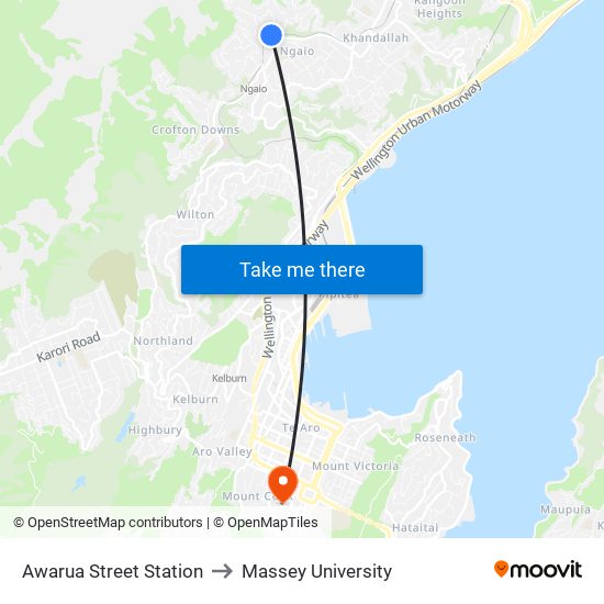 Awarua Street Station to Massey University map