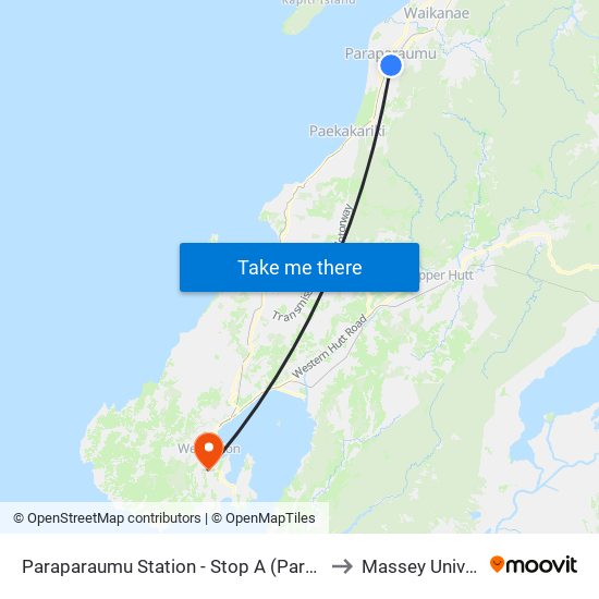 Paraparaumu Station - Stop A (Park And Ride) to Massey University map