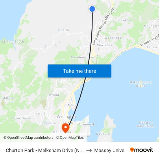 Churton Park - Melksham Drive (Near 112) to Massey University map