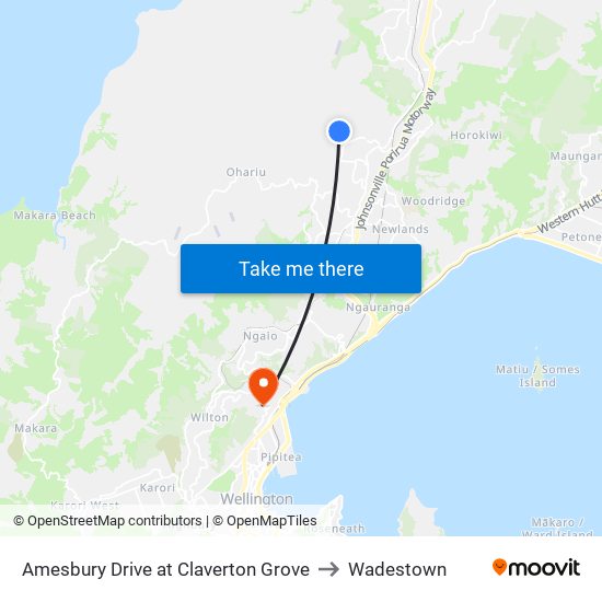 Amesbury Drive at Claverton Grove to Wadestown map