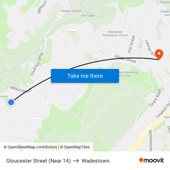 Gloucester Street (Near 14) to Wadestown map