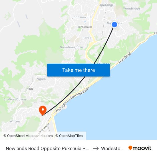 Newlands Road Opposite Pukehuia Park to Wadestown map