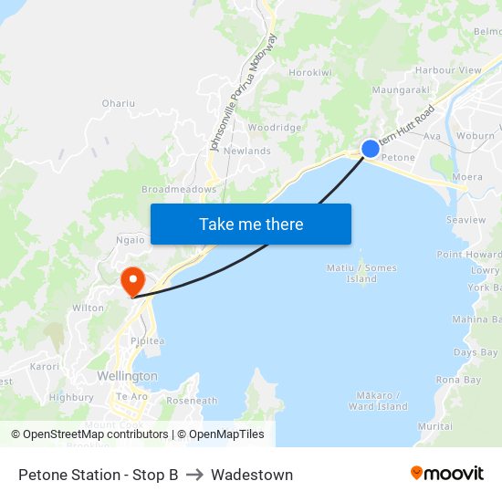 Petone Station - Stop B to Wadestown map