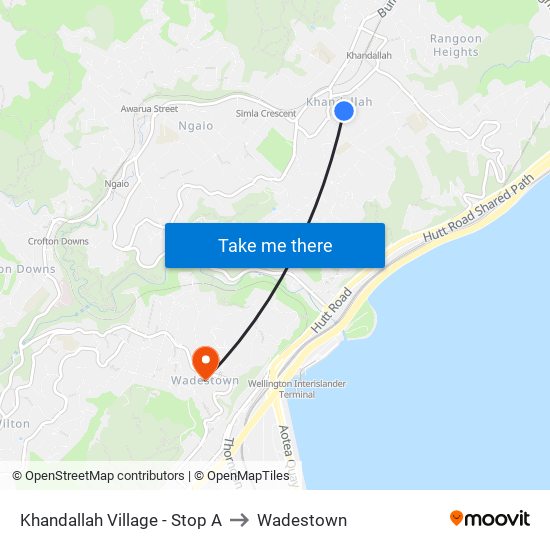 Khandallah Village - Stop A to Wadestown map
