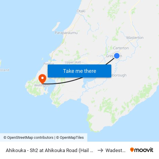 Ahikouka - Sh2 at Ahikouka Road (Hail And Ride) to Wadestown map