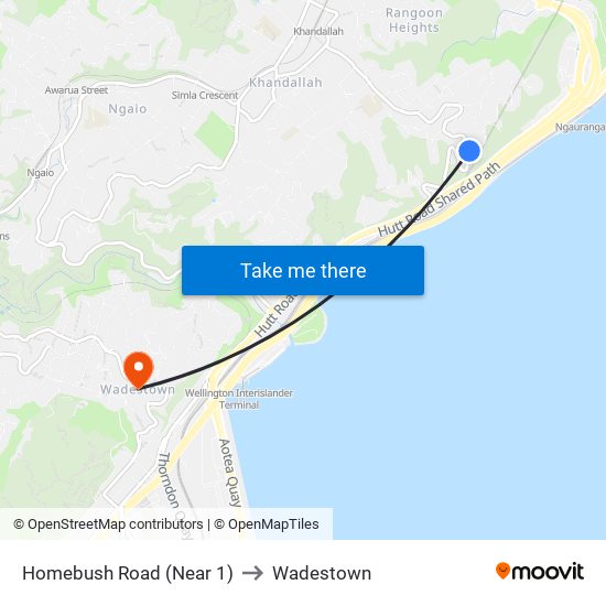 Homebush Road (Near 1) to Wadestown map