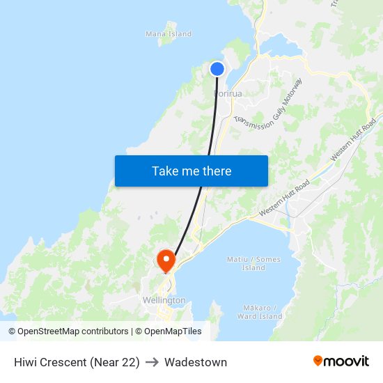 Hiwi Crescent (Near 22) to Wadestown map