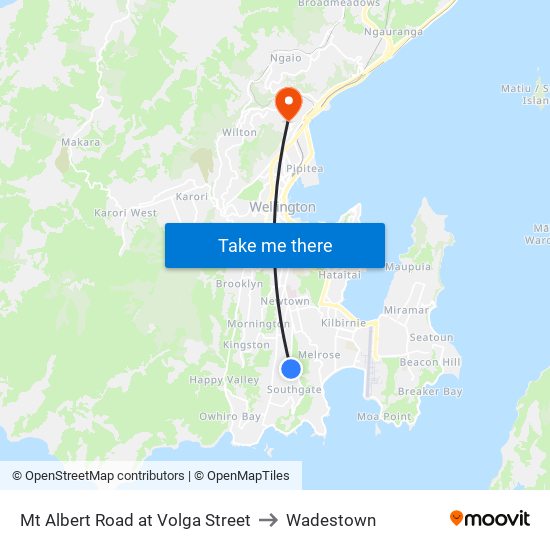 Mt Albert Road at Volga Street to Wadestown map