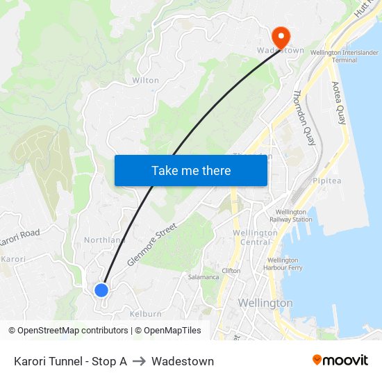 Karori Tunnel - Stop A to Wadestown map