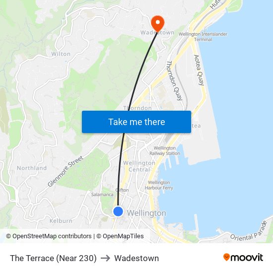 The Terrace (Near 230) to Wadestown map