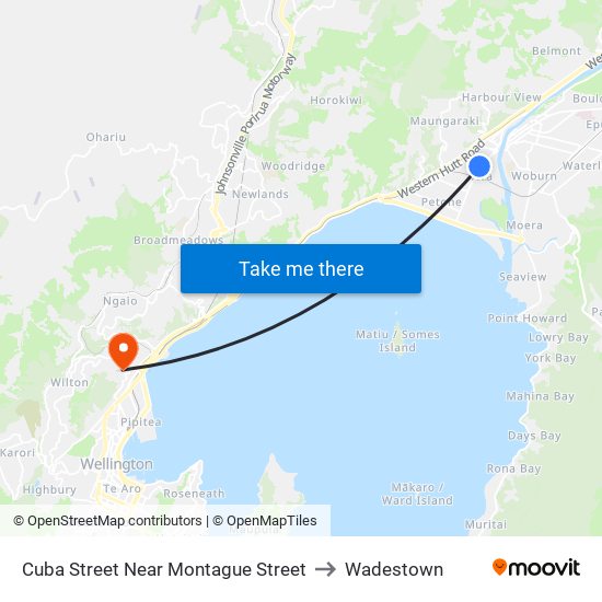 Cuba Street Near Montague Street to Wadestown map