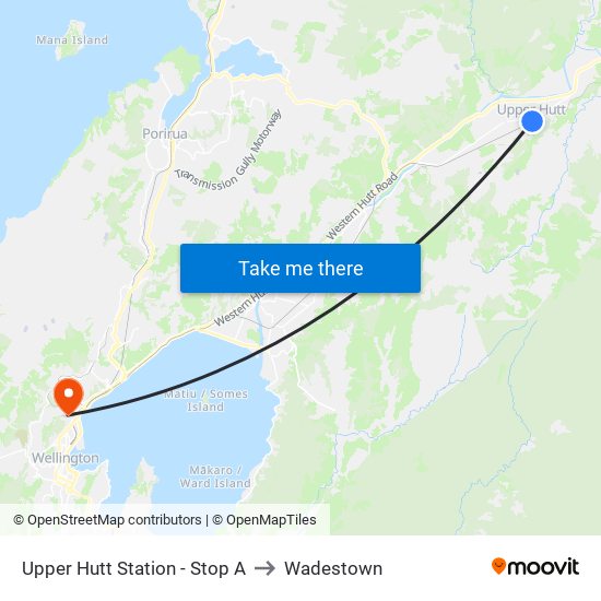 Upper Hutt Station - Stop A to Wadestown map