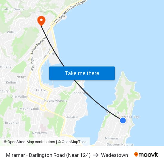 Miramar - Darlington Road (Near 124) to Wadestown map