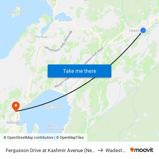 Fergusson Drive at Kashmir Avenue (Near 1025) to Wadestown map