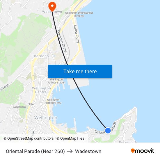 Oriental Parade (Near 260) to Wadestown map