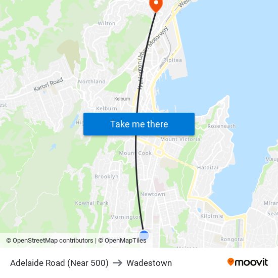 Adelaide Road (Near 500) to Wadestown map