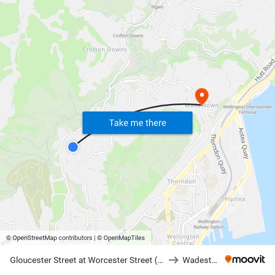 Gloucester Street at Worcester Street (Near 21) to Wadestown map