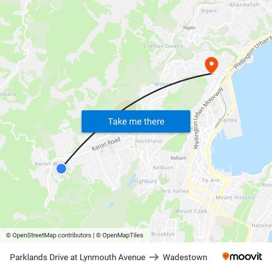 Parklands Drive at Lynmouth Avenue to Wadestown map