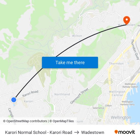 Karori Normal School - Karori Road to Wadestown map