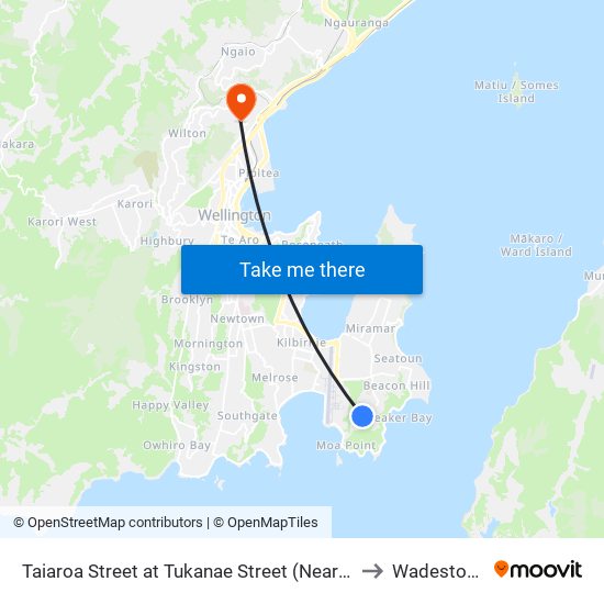 Taiaroa Street at Tukanae Street (Near 24) to Wadestown map