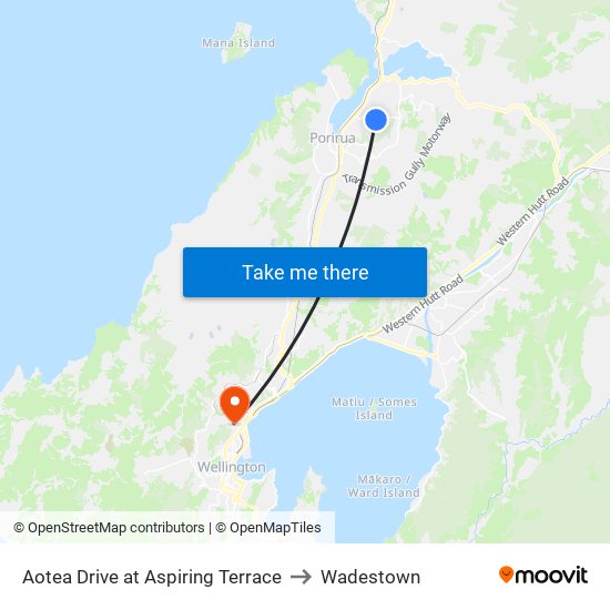 Aotea Drive at Aspiring Terrace to Wadestown map