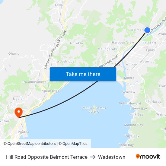 Hill Road Opposite Belmont Terrace to Wadestown map