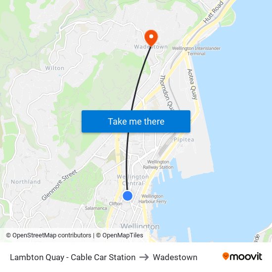 Lambton Quay - Cable Car Station to Wadestown map