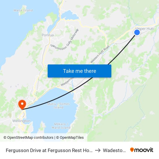 Fergusson Drive at Fergusson Rest Home to Wadestown map