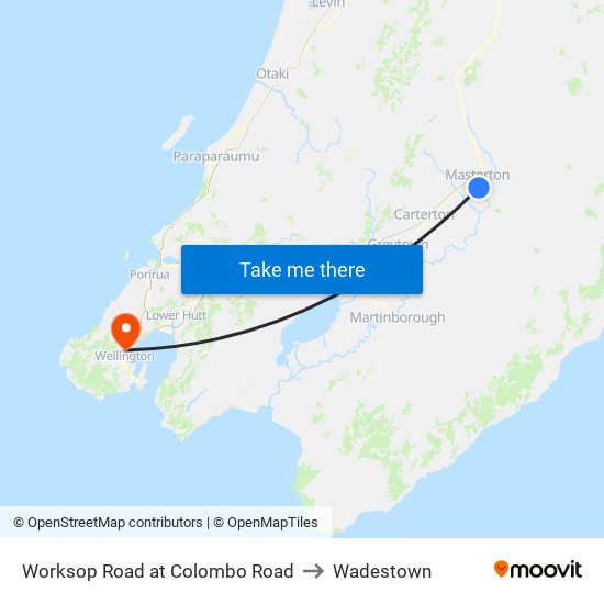 Worksop Road at Colombo Road to Wadestown map