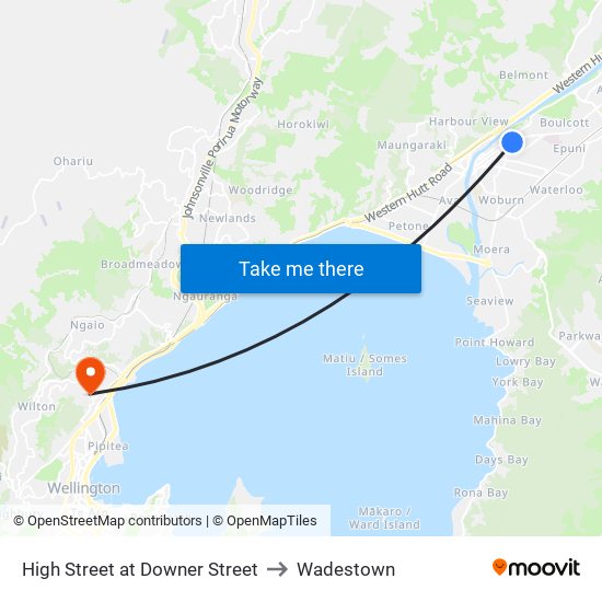 High Street at Downer Street to Wadestown map