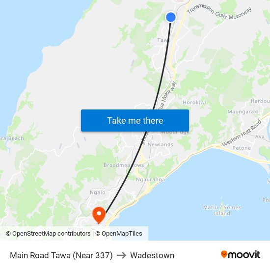 Main Road Tawa (Near 337) to Wadestown map