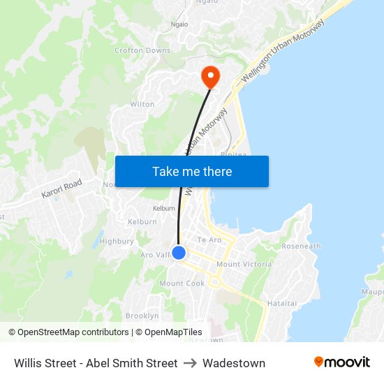 Willis Street - Abel Smith Street to Wadestown map