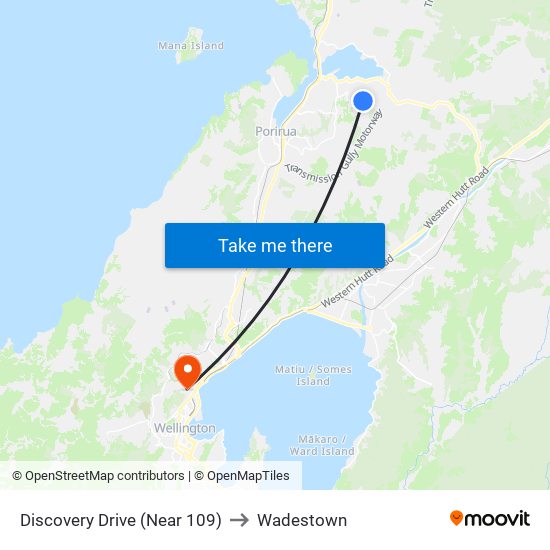 Discovery Drive (Near 109) to Wadestown map