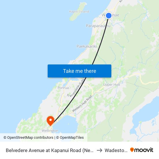 Belvedere Avenue at Kapanui Road (Near 101) to Wadestown map