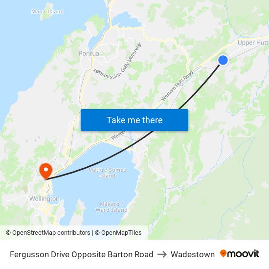 Fergusson Drive Opposite Barton Road to Wadestown map