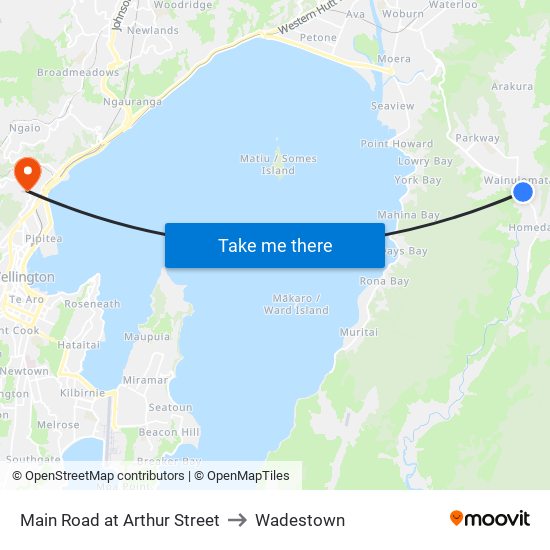 Main Road at Arthur Street to Wadestown map